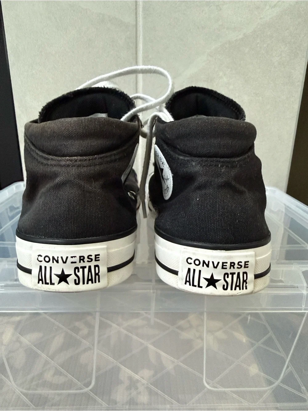 Converse Black Women's 10 Men’s 8 High-Top Sneakers with White Laces - Picture 6 of 7